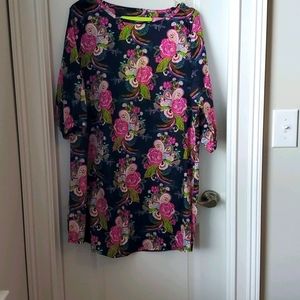 Navy floral dress/tunic with optional belts